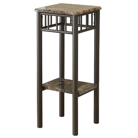 Monarch Specialties Accent Table - Espresso Marble / Bronze Metal I 3044